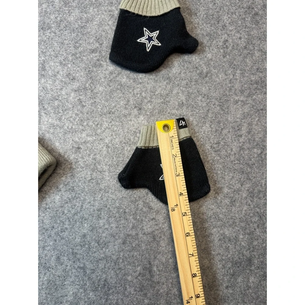 '47 Unisex Black Dallas Cowboys NFL Bam Bam Cuffed Pom Beanie Hat Mittens Set